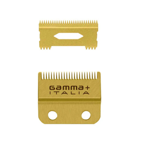 Gamma+ Fixed Gold Fade Replacement Clipper Blade w/ Moving Gold Slim Tooth Cutter Set